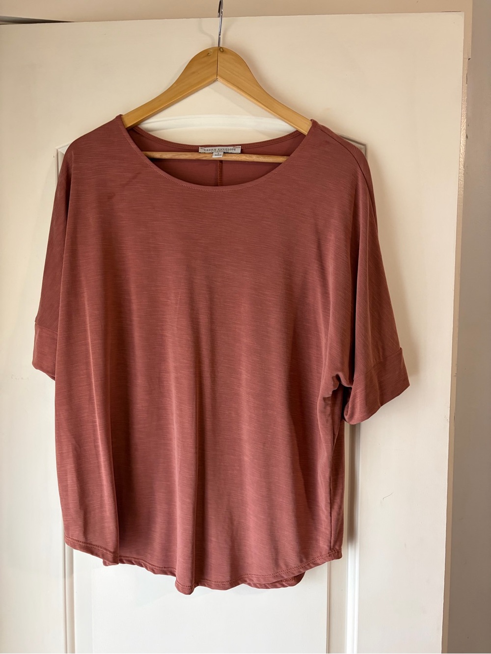 Dusty Rose Flowy Sleeve Short-Sleeve Blouse